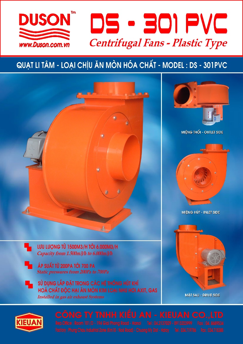 Quạt li tâm chịu ăn mòn hóa chất